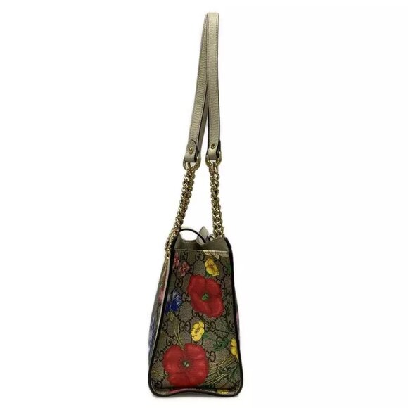 GUCCI Padlock small shoulder bag/GG Flora Beige Cream Multi PVC - 896-012225 - Picture 5 of 14